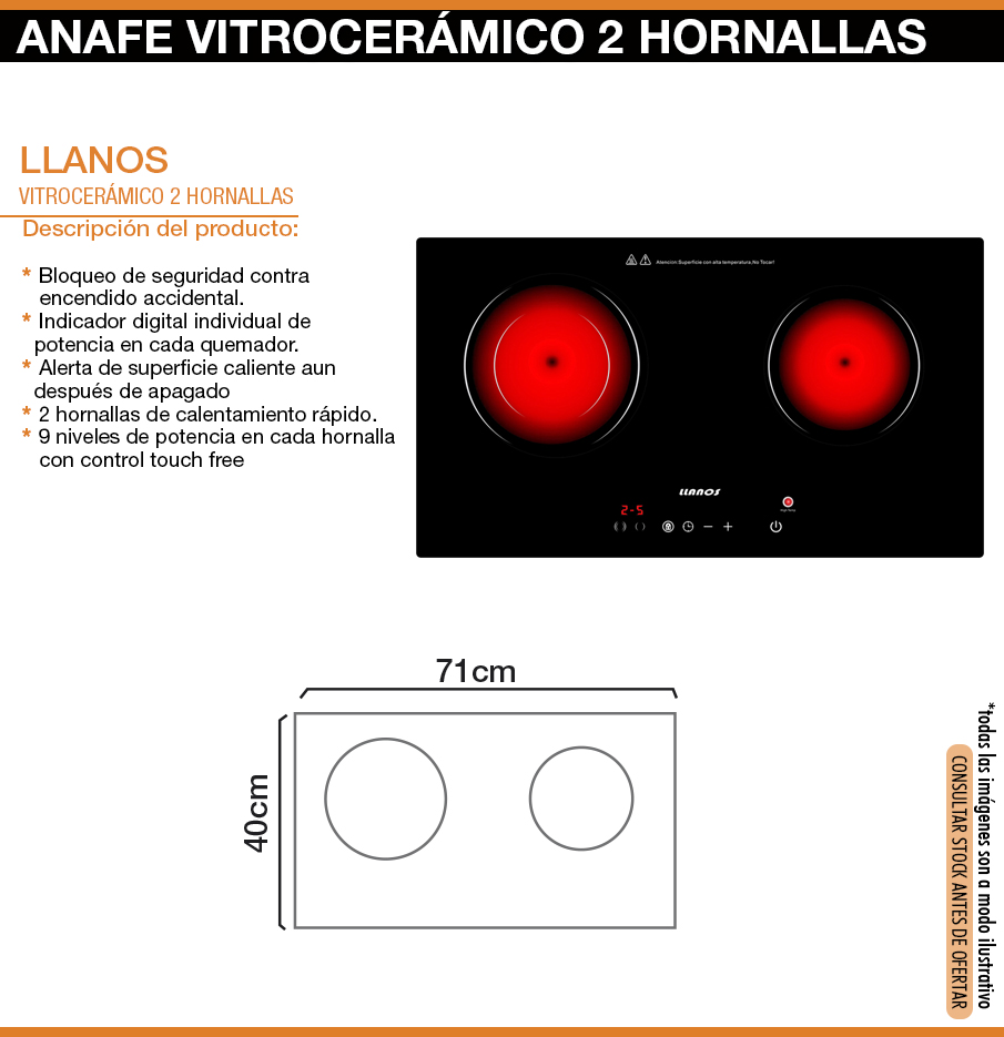 Anafe vitroceramico llanos